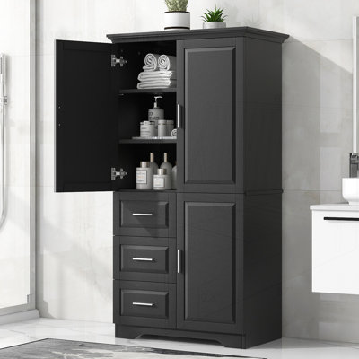 Armoire de rangement haute et large avec portes pour salle de bain