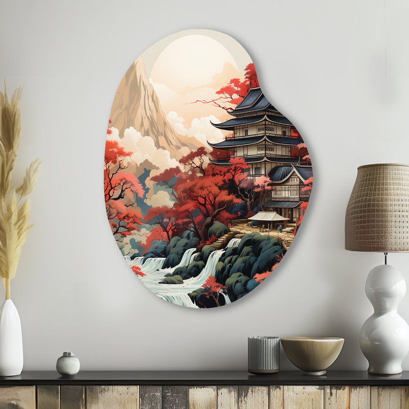 Estaugh - Asian Art Unique Shape Decor mural en métal, impression d'art asymétrique Global, H 38 po x l 28 po