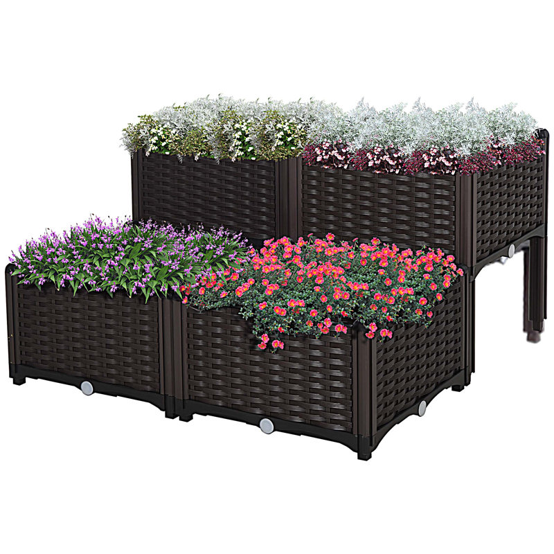 Lit surélevé 4 pièces avec pieds et jardin