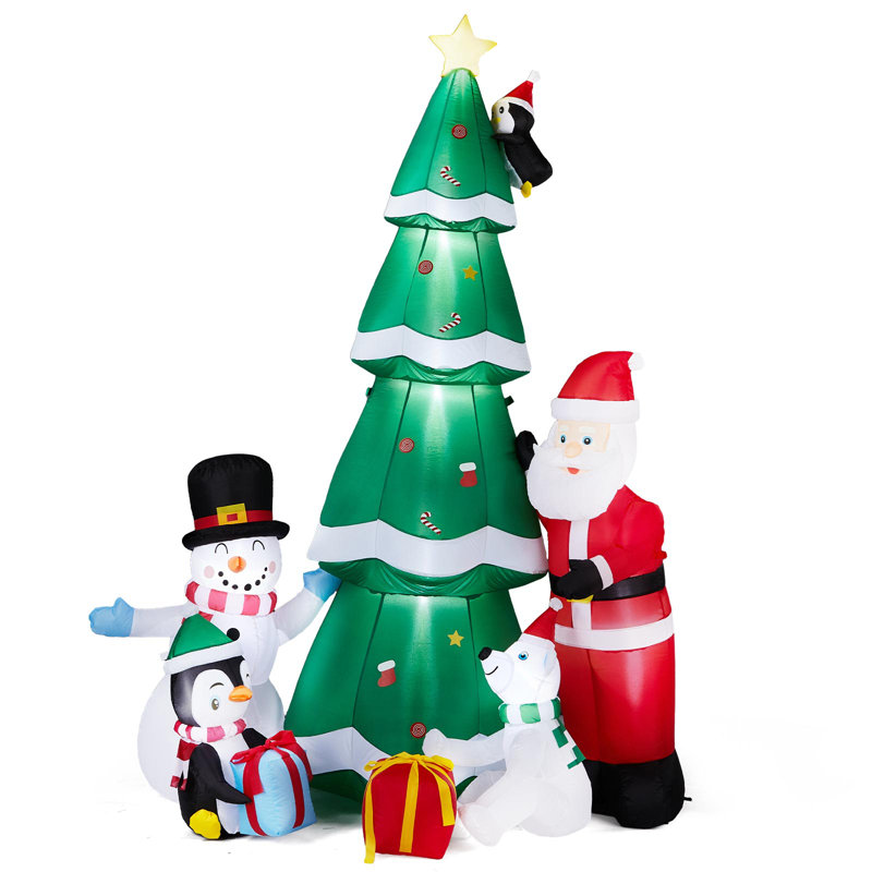 7.5FT Lighted Christmas Tree With Santa And Snowman Holiday Inflatable Decoration
