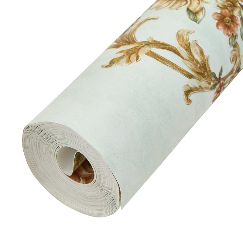 Non-Pasted Non-Woven 3D Embossed Wallpaper Roll, Green/Bronze