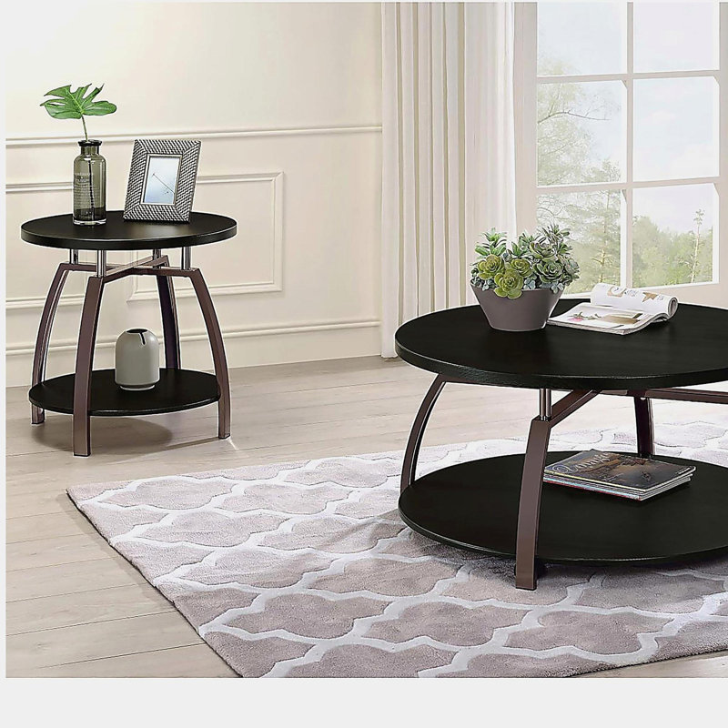 Table de bout gris foncé et nickel noir