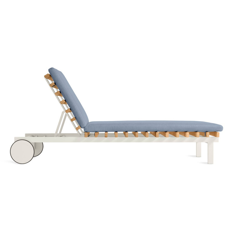 Perch Outdoor Teak Chaise Lounge, Sunbrella Linen, White