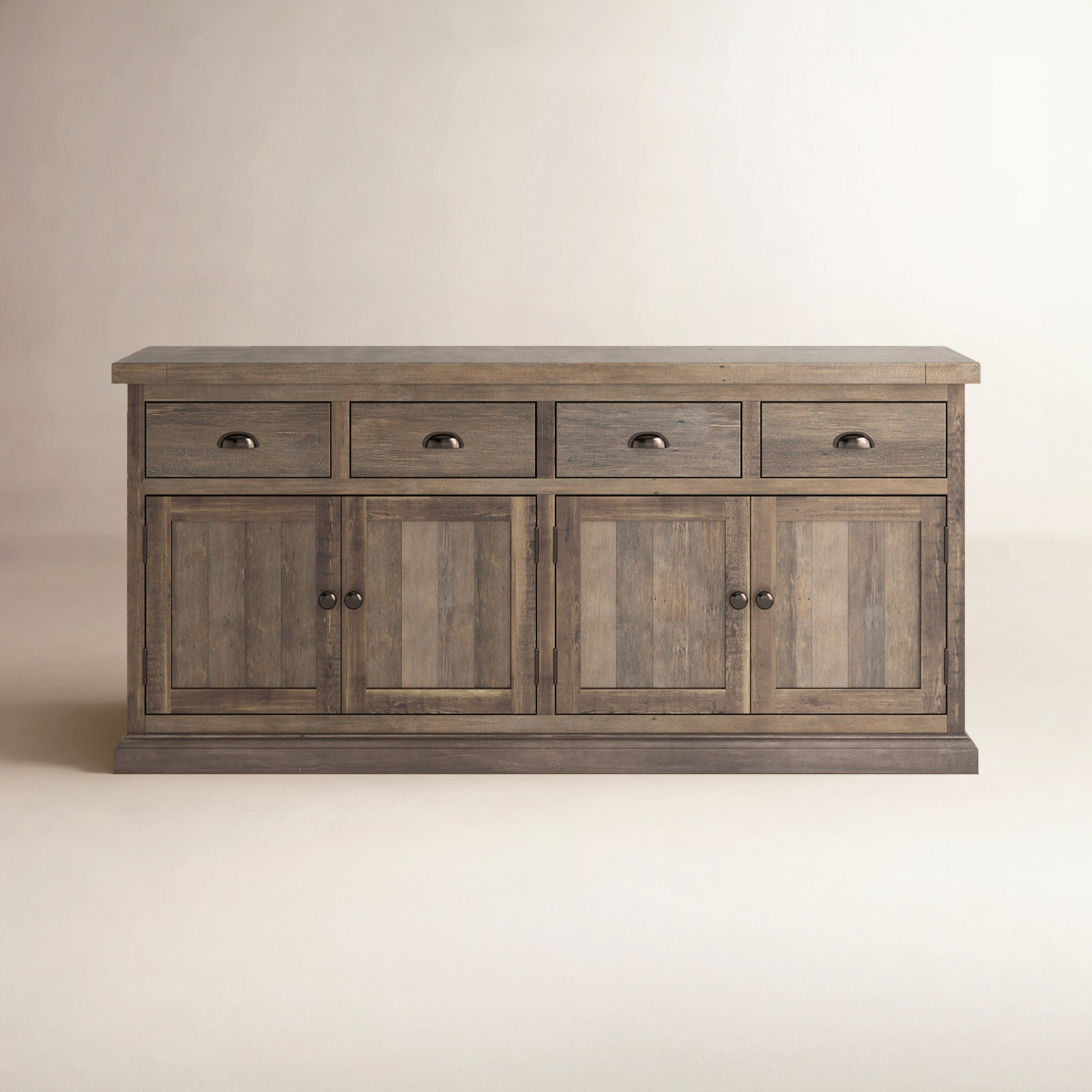 Kinston 74" Wide Solid Wood Sideboard, Distressed Brown