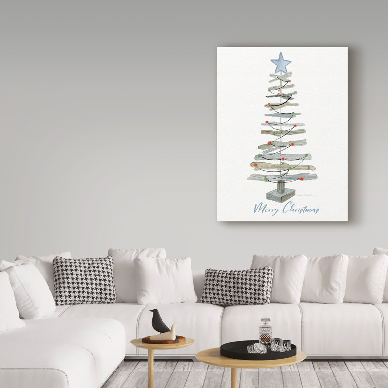 « côtier vacances tree iii red merry christmas », reproduction d’impression sur toile tendue, H 19 po x l 14 po x P 2 po