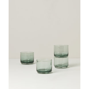 Turquoise Faceted Stackable Drinking Glasses Set of 4