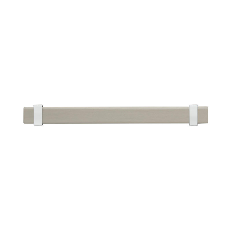 Poignée barre Overton, Nickel satiné / Chrome poli, 6 5/16 po D'un centre à l'autre