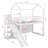 Twin Size House Loft Bed With Slide, Storage Shelves And Light, Bed Frame With Guardrail And Ladder, Climbing Ramp-2097751258