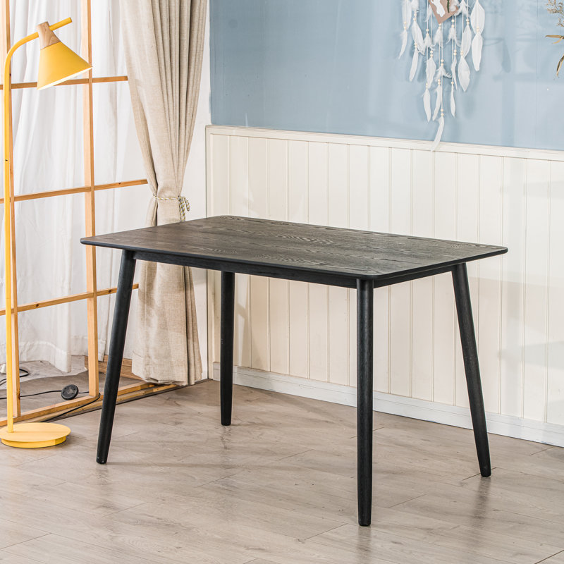 Cronk 4-Person Rectangular Pine Wood Dining Table, Black