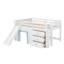 Lit mezzanine bas avec glissade, trois tiroirs de rangement et deux portes-600924091