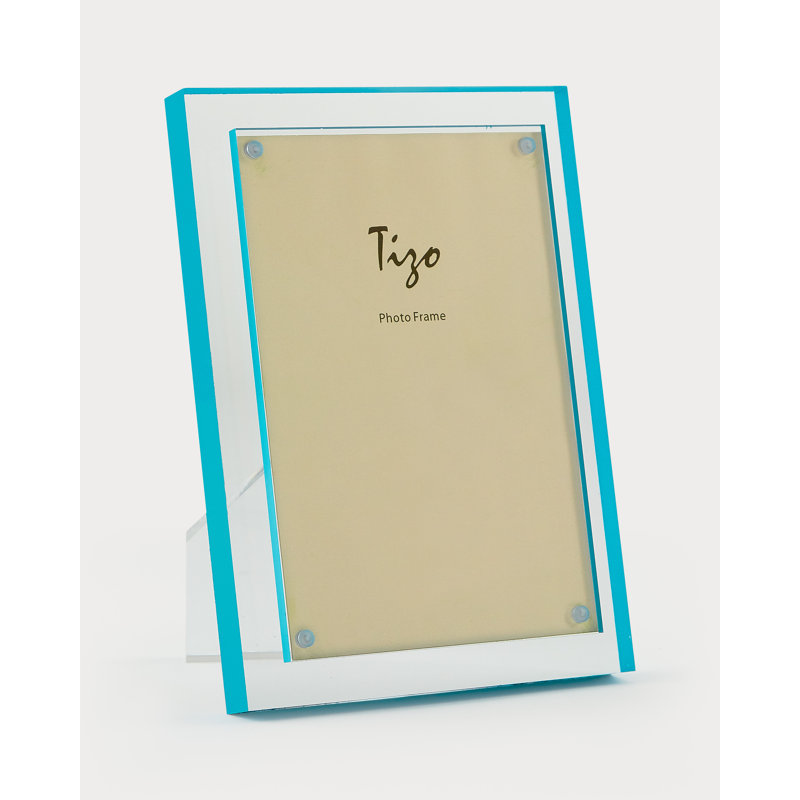 Lucitwe Frame W/Turq. Dbl. Border 5X7, 5" W x 7" H, Orange