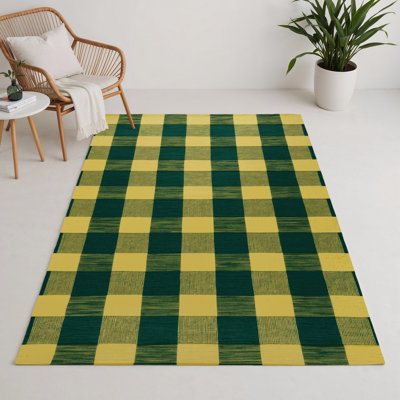 Tapis d'intérieur et d'extérieur à carreaux vert