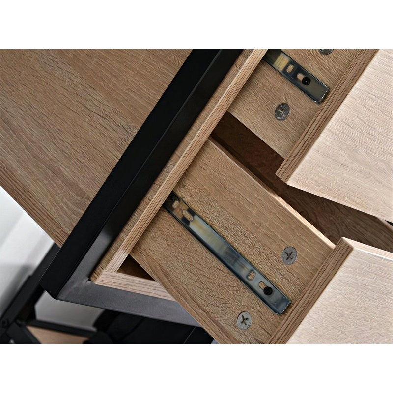 Dawniel Metal Base Writing Desk, Oak