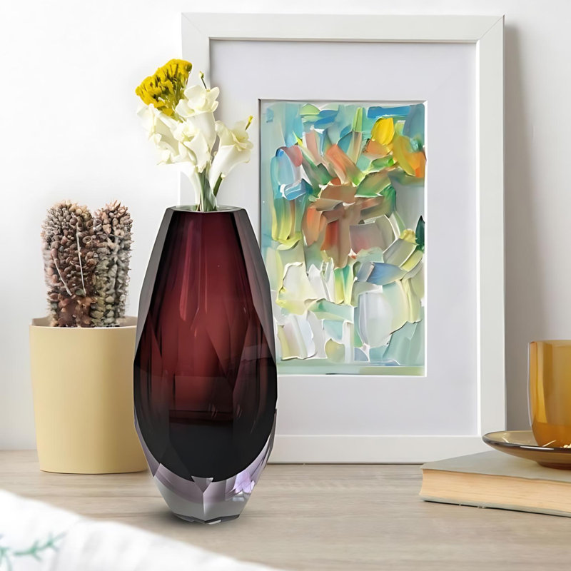 Vase de table Ava Art Deco, Prune, H 4,13 po x l 4 po x P 8,66 po