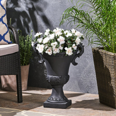 Pot de fleurs élégant en oxyde de magnésium noir, pouvant accueillir plusieurs plantes, 48,2 cm de hauteur, 28,3 cm de largeur, 39,4 cm de profondeur, trou de drainage, aucun assemblage requis, convient aux pots de 48,2 cm de hauteur x 28,3 cm de largeur.