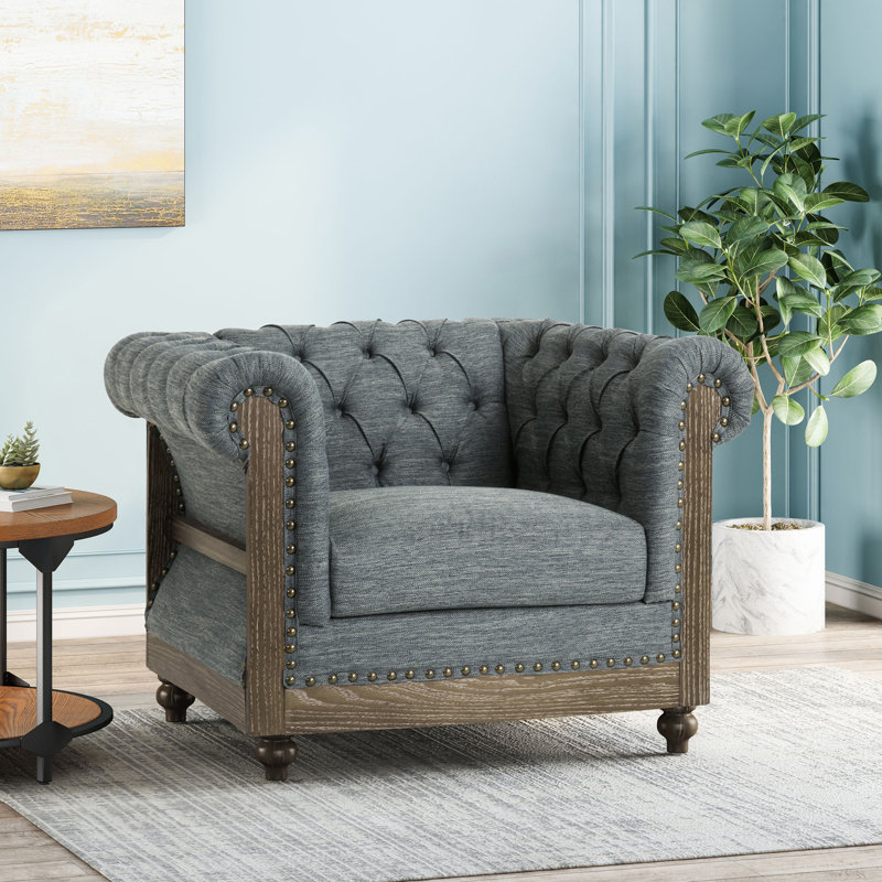 Fauteuil club en tissu gris anthracite