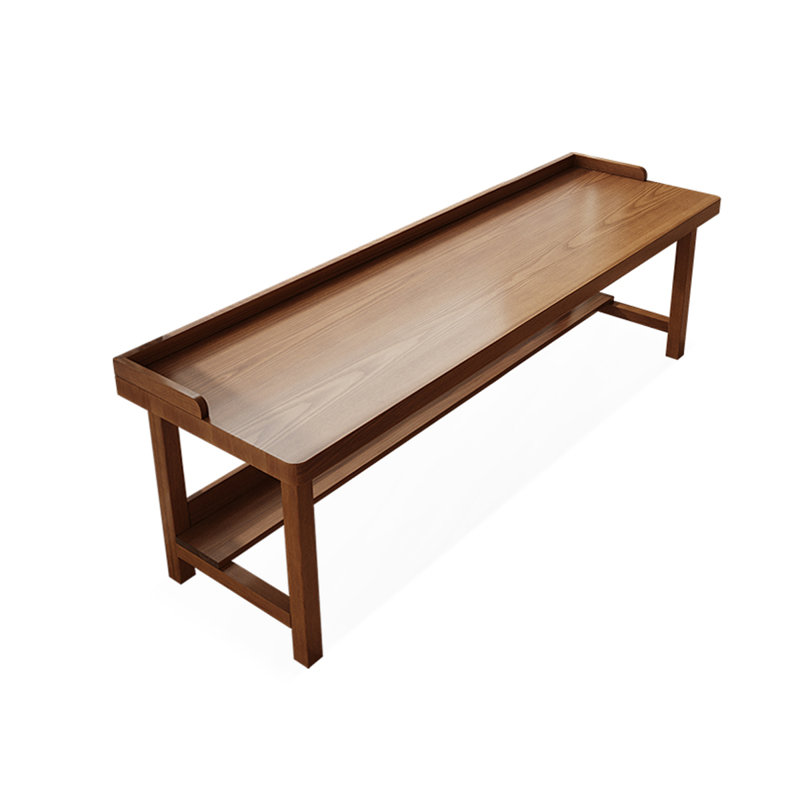 Tan Rectangular Solid Wood desk, 29.6" H x 86.7" W x 23.7" D