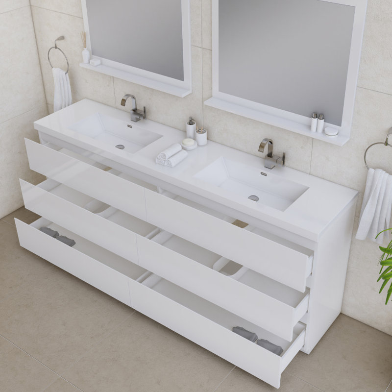 Ensemble de meuble-lavabo double 84 po Arjina, Blanc