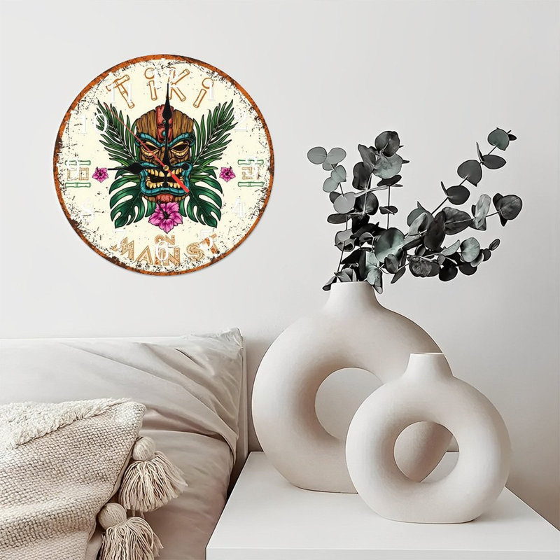 Horloge murale en bois 10 po, mouvement silencieux, à piles (piles AA non incluses), décor artistique, parfait pour les décorations