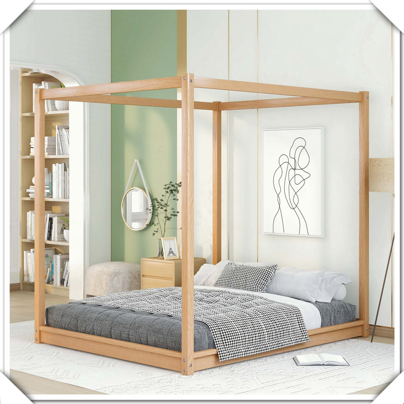 Canopy Platform Bed Support Legs Sturdy Elegant Design,Queen