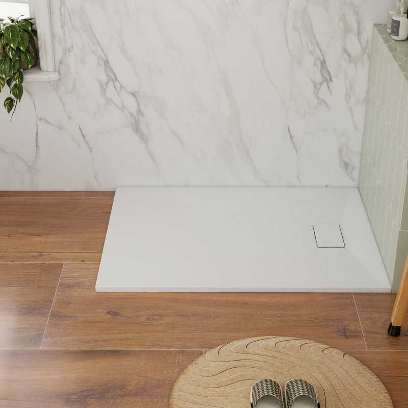 48"W x 36"D Multiple Sizes Rectangle Low-profile Shower Base, Non-Slip, Reversible Drain, White, 1" H x 47.24" W x 35.43" D