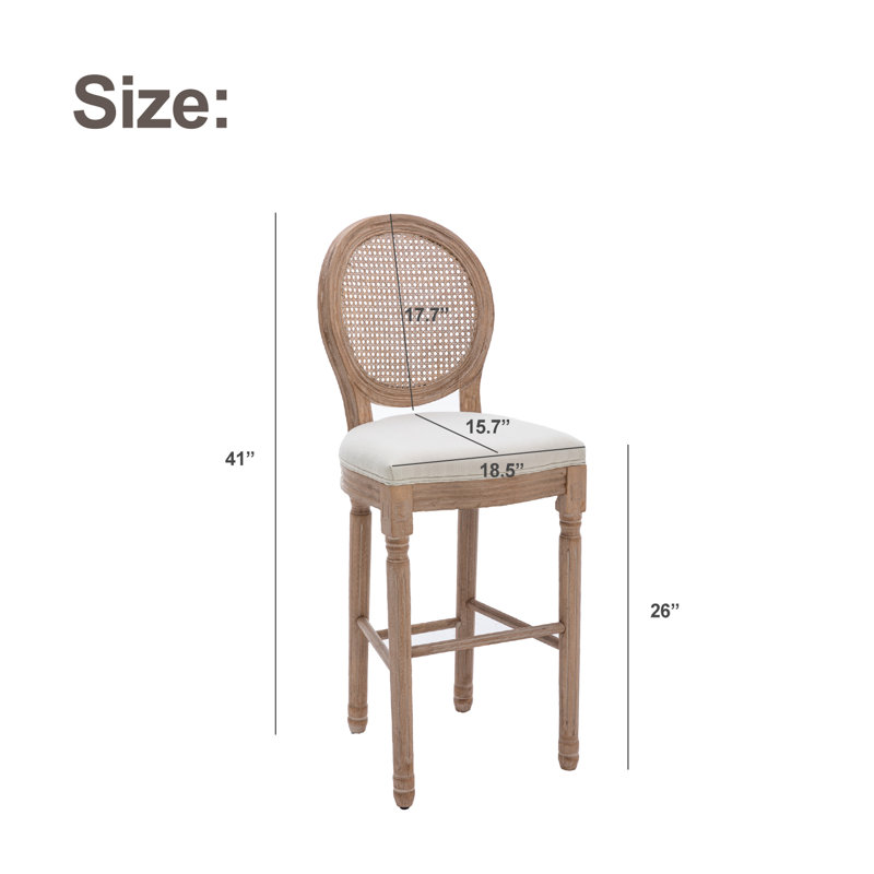 Tabouret de bar rembourré avec structure en bois massif