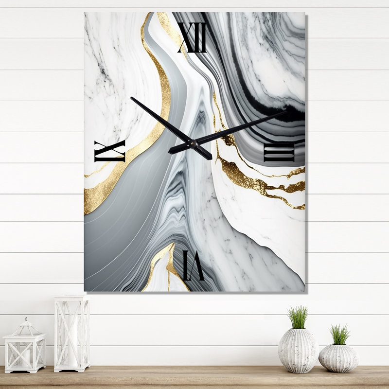 Abstract Geode Marble Waves II - Horloges murales abstraites, H 32 po x l 16 po x P 1 po