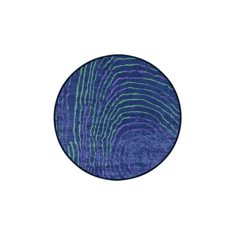 Tapis bleu soyeux et moelleux, Rond 8 pi