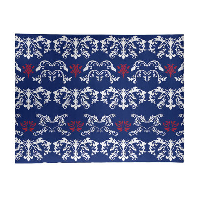 Tapis bleu marine / blanc Damask