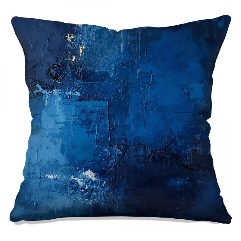 Coussins décoratifs double face à motif abstrait bleu texturé, 16 po x 16 po