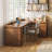 70.87"Walnut L-Shaped Solid Wood with 6 drawers desk-108958867-108958864