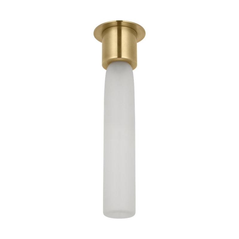 Kelly Wearstler Volver 1-light Small Ceiling Flush Mount in Bronze with Clear Etched Glass shade, 16.1" H x 4.5" W x 4.5" D