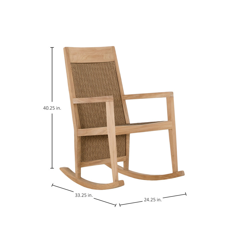 Chaise berçante d'extérieur en teck Savannah N-Dura, Welt + Standard Fill, Frond Chambray