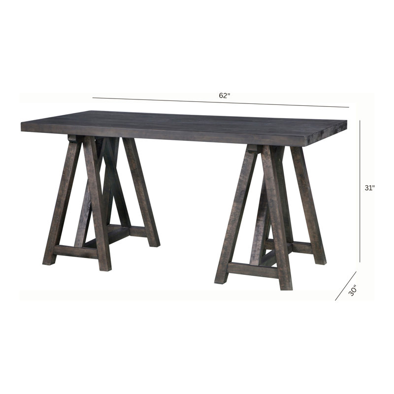 Desk With Door Bookcase, Weathered Charcoal, 2 Pieces: Desk, Bookcase