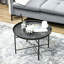 Table basse ronde en métal de 24 po avec motif martelé. Mobilier de salon et de chambre à coucher. Finition métallique brossée à la main, patins réglables, conception robuste et rétro. Table centrale.