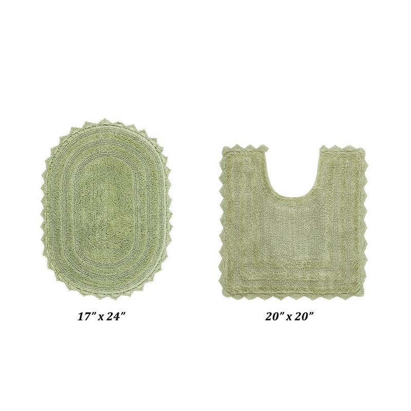 Tapis de salle de bain Janek, 2 pièces (ovale 17 po x 24 po | 20 po x 20 po), Sauge