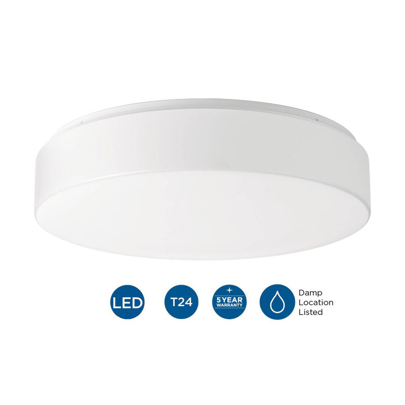 Drums and Clouds LED 17" White Flush Mount Ceiling Light, White, 4.13" H x 17" W x 17" D