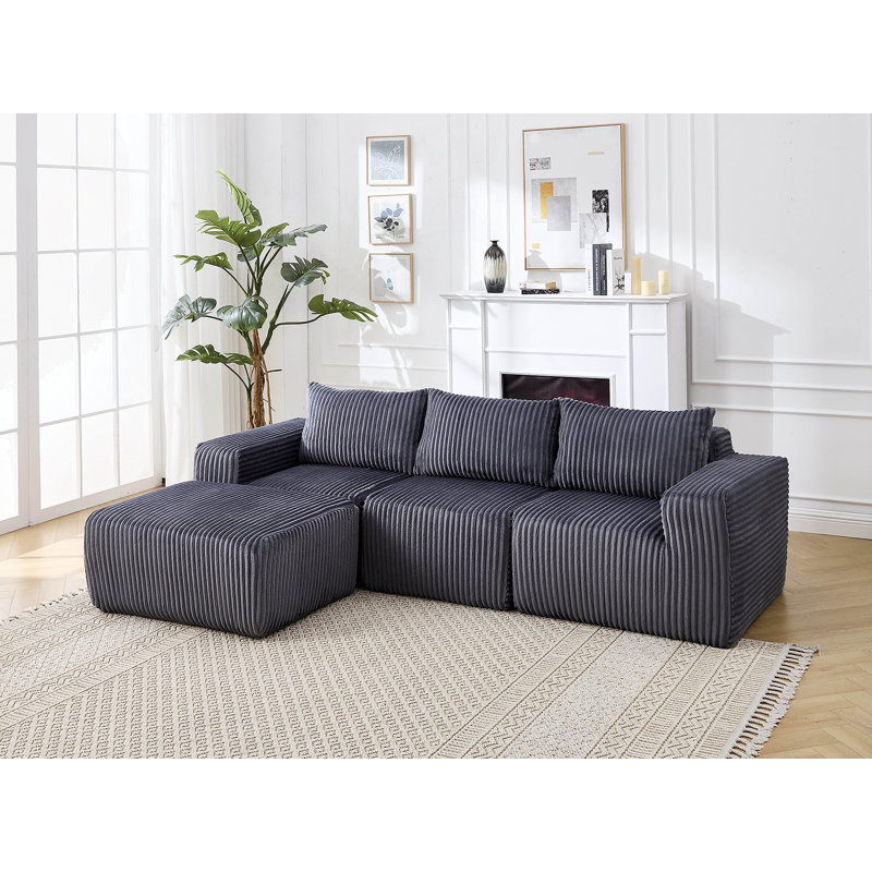 Méridienne rembourrée à assise profonde et méridienne rembourrée, Gris foncé