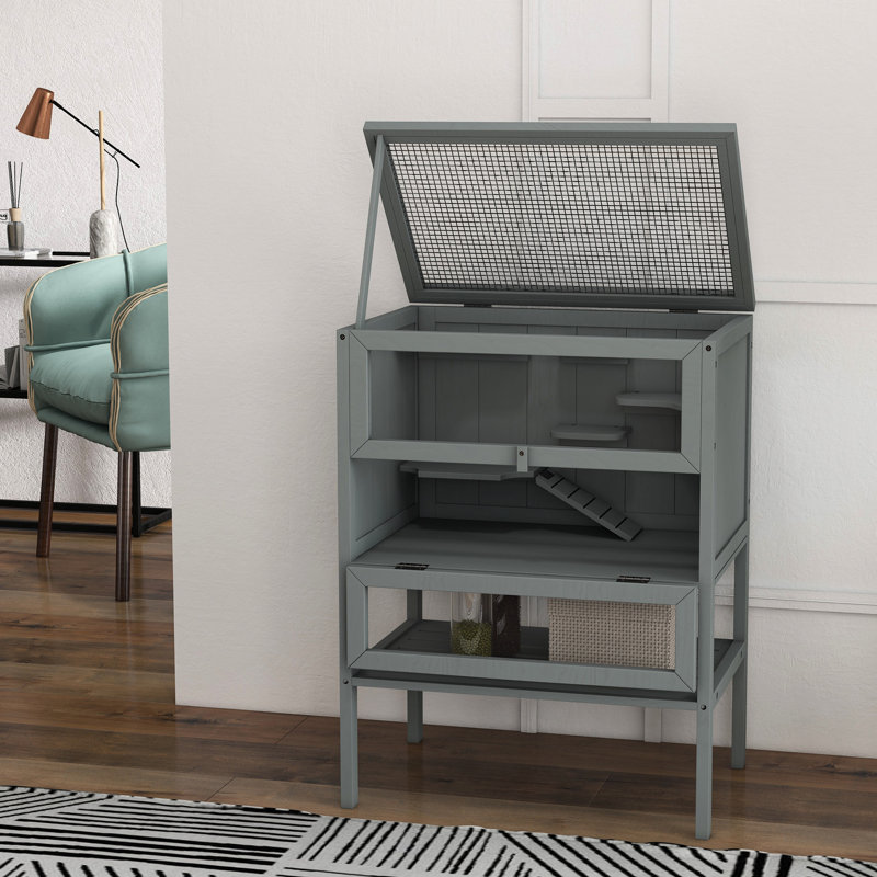 Cage à hamster gris - Multicolore pour activités et détente avec 3 animaux, gris, bois