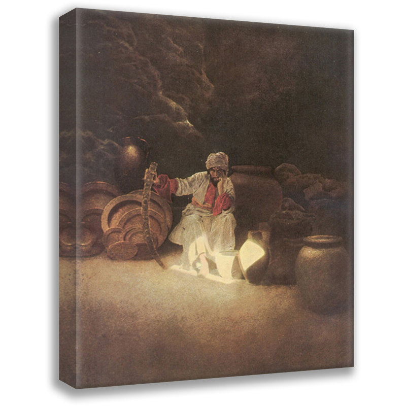 «Cassim in the Cave of the Forty Thieves» par Maxfield Parrish, toile tendue avec châssis, H 48 po x l 33 po