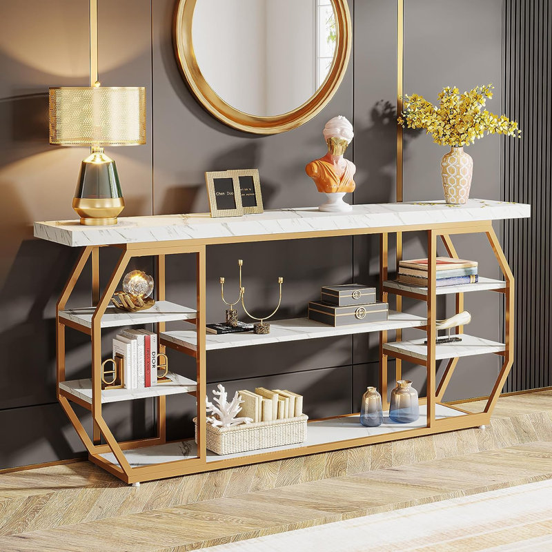 Console 70,86 po, Blanc / doré