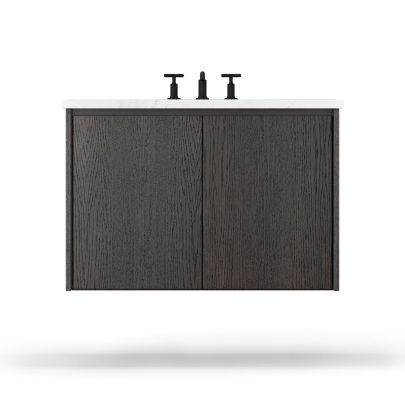Gilded Single Bath Floating Vanity, 42", Gray Weathered