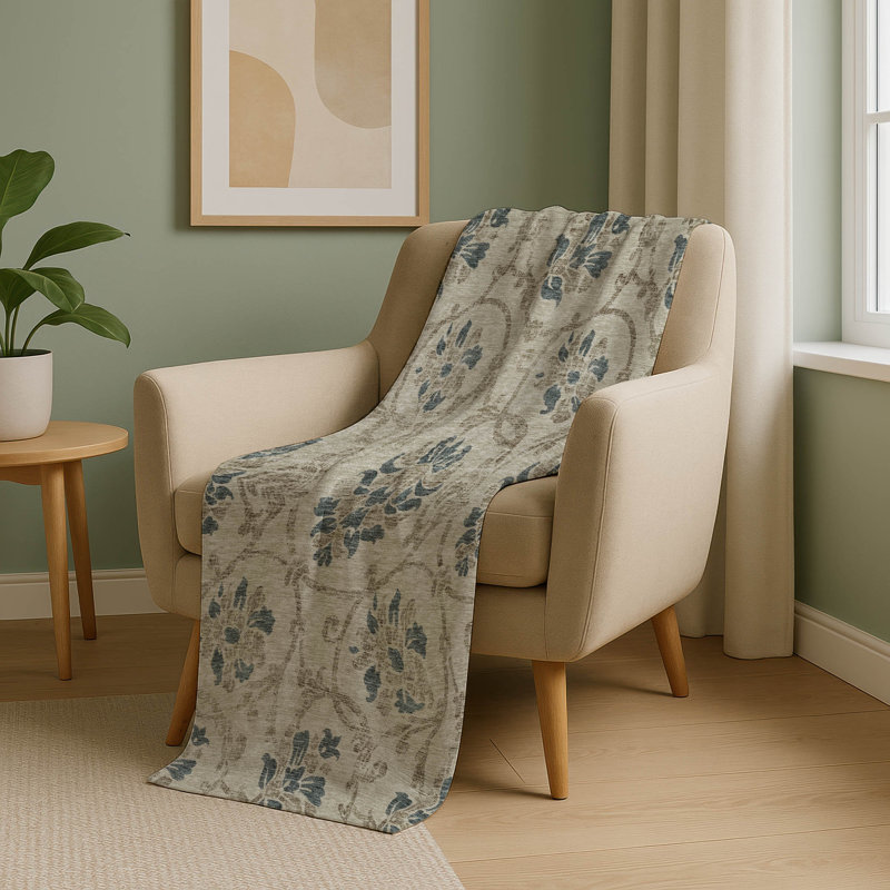 Jeté floral Sherpa ASB762 Addison, Beige