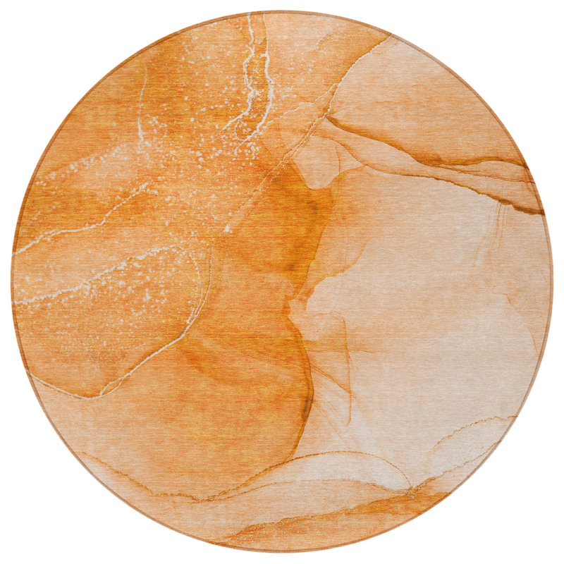 Tapis extérieur rond lavable et antidérapant rond 8 'orange