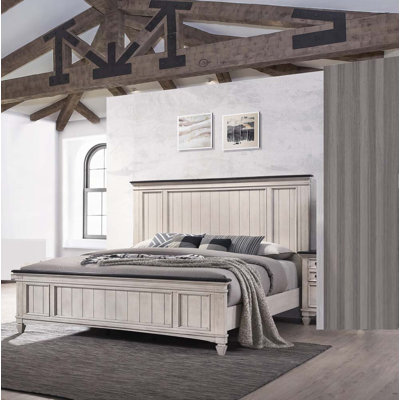 Rustic Industrial Style Bed with Wood Frame,Headboard