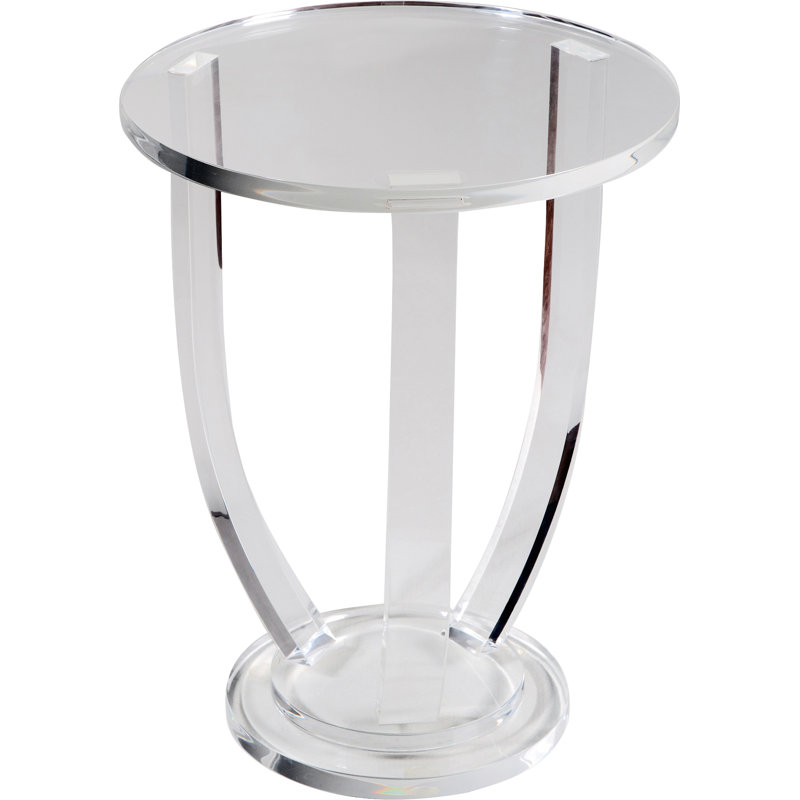 Sleek Acrylic Round Side Table with Convex Base, 22 in
