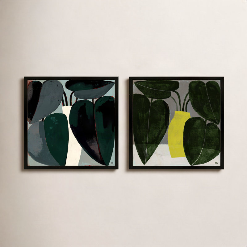 Plant "Plant" 2-Piece Painting Set, 44" H x 44" W, Black