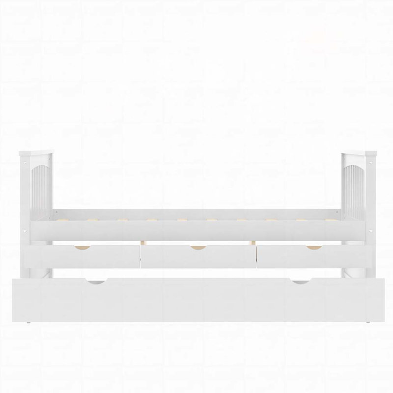 Lit avec tiroirs et lit gigogne, lit de jour en bois massif, aucun sommier nécessaire, Blanc