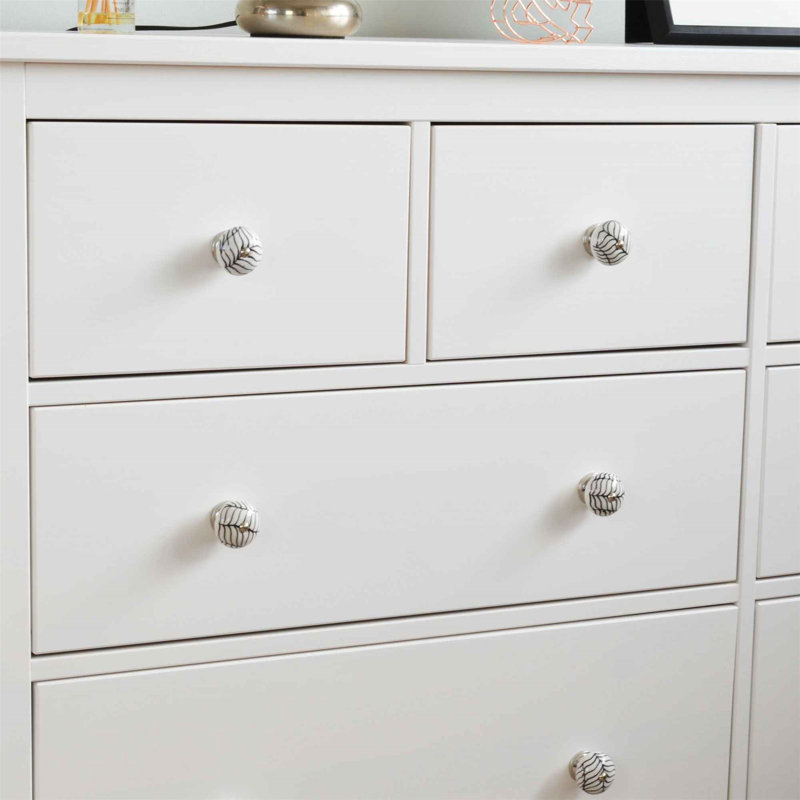 Nicola Spring - Round Ceramic Cabinet Knobs - Black Fern
