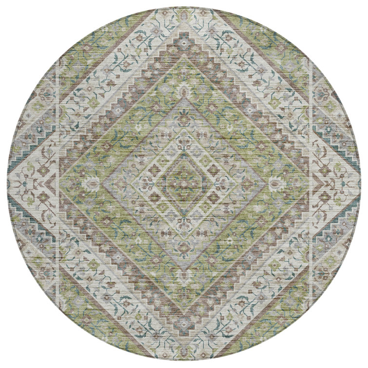 Machine Washable Indoor/Outdoor Husby ACN2195 Geometric Rug
